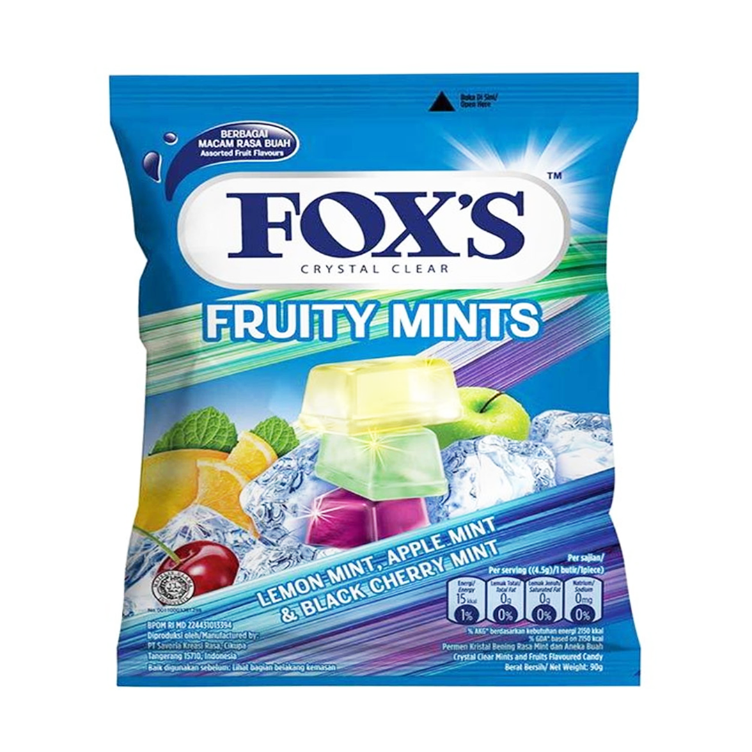 FOXY'S CRYSTAL CLEAR FRUITY MINTS 90G